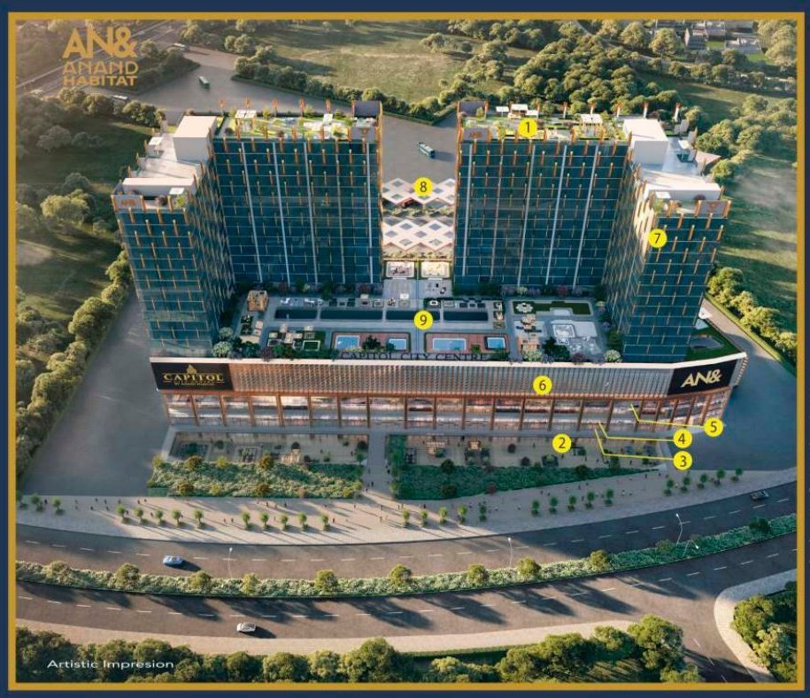 Capitol City Centre site layout — numbered plan showing retail floors, food court, banquet floor, studios, ISBT and swimming pool